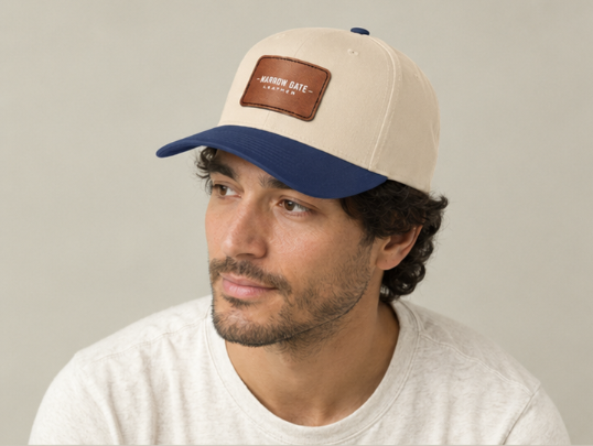 Leather Patch Baseball Cap — Narrow Gate Logo Mid-Profile Hat