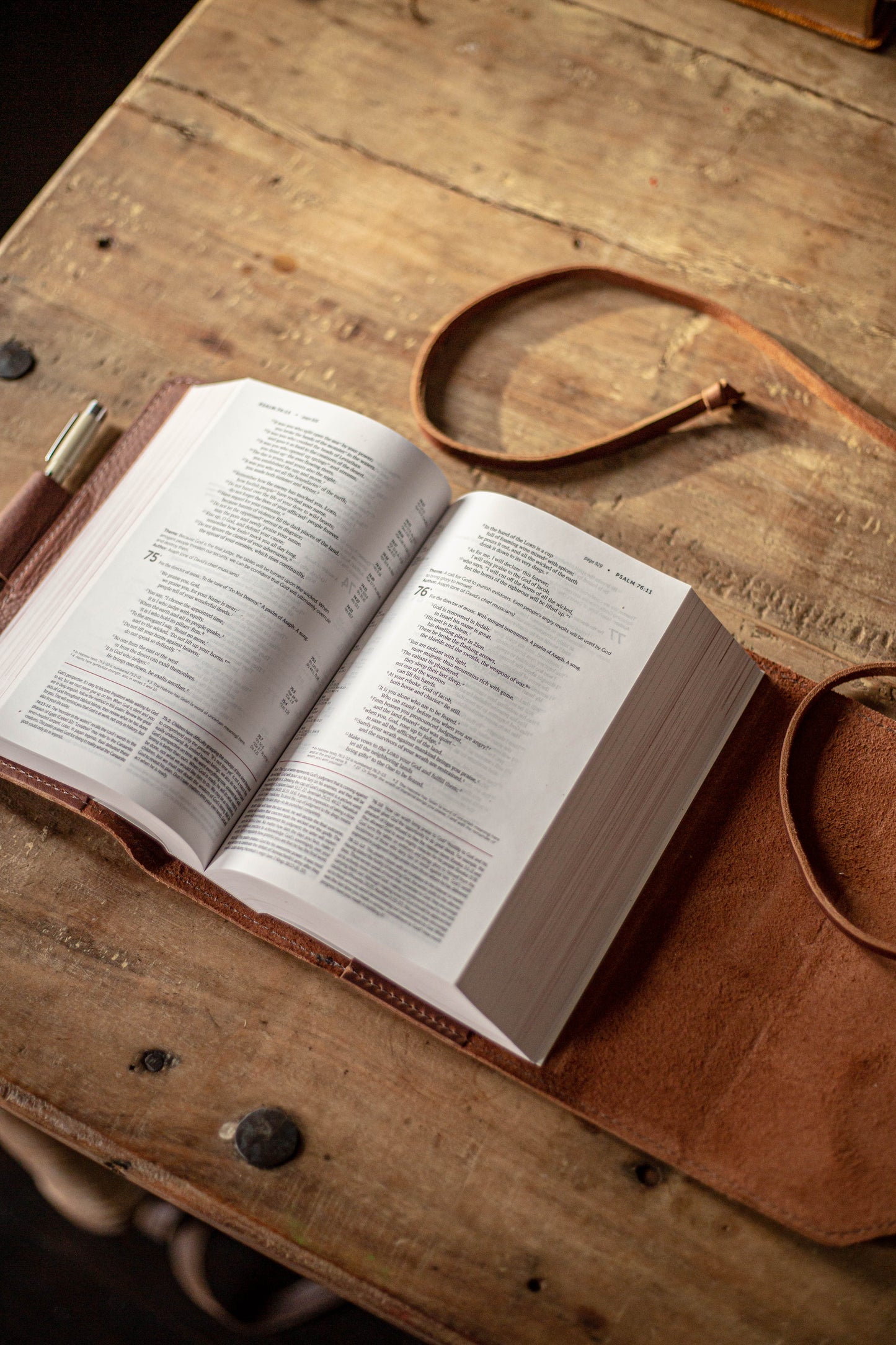 Medium: Leather Bible Cover w/ Adjustable Wrap