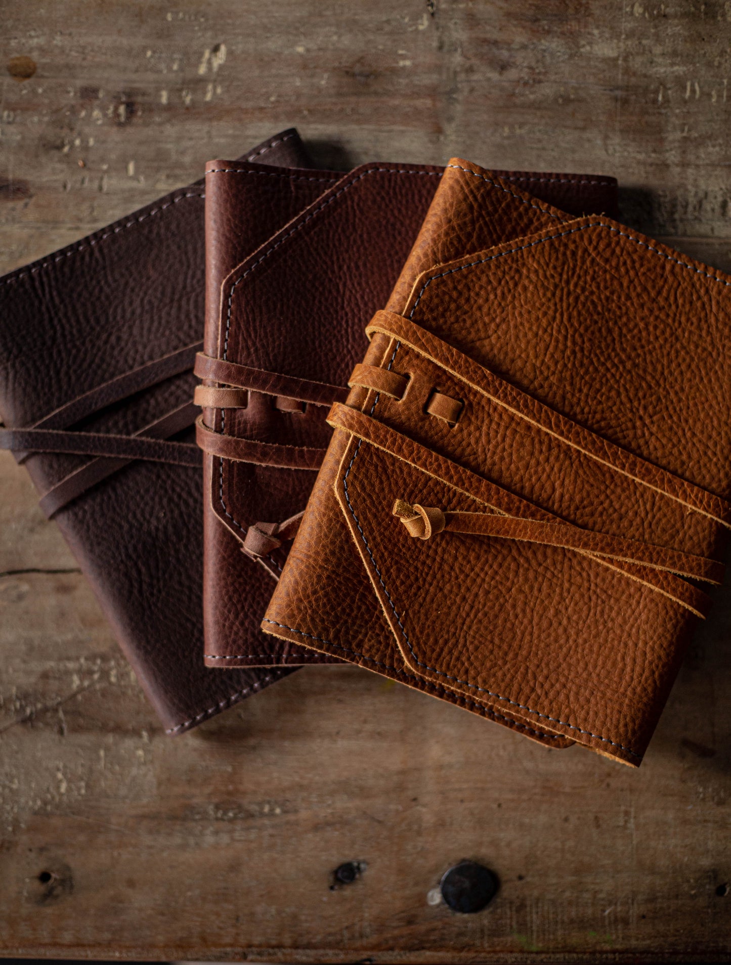 Large: Leather Bible Cover w/ Adjustable Wrap