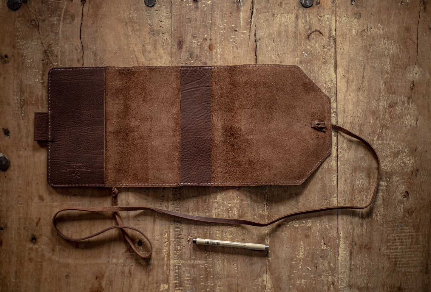 XL: Leather Bible Cover w/ Adjustable Wrap