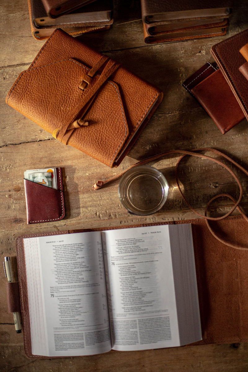 Wrapped Handbound Leather Bible - ESV Thinline