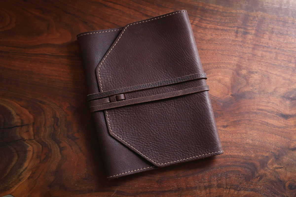XL: Leather Bible Cover w/ Adjustable Wrap