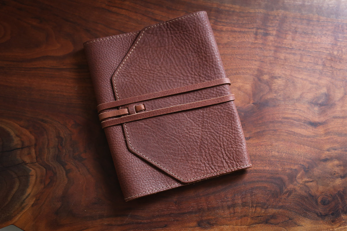 XL: Leather Bible Cover w/ Adjustable Wrap