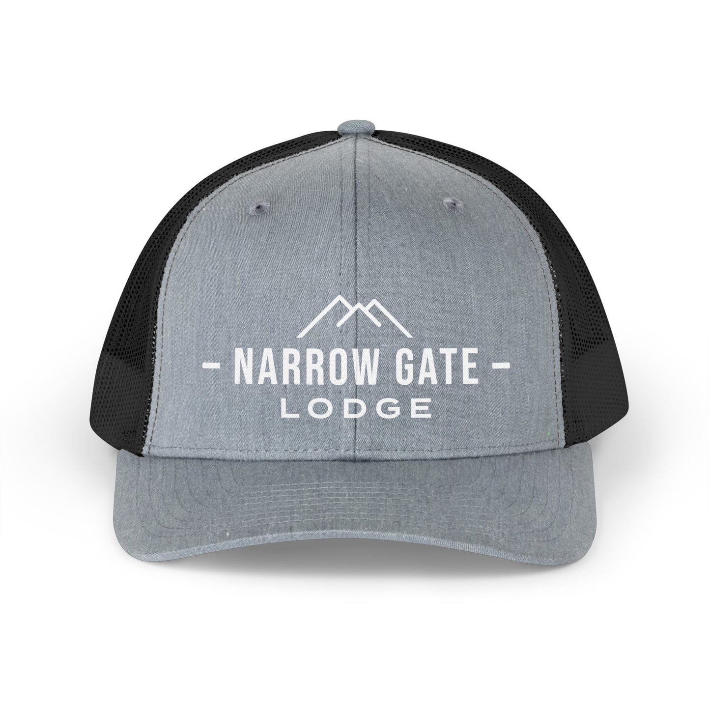 Narrow Gate Lodge Trucker Hat — Retro Mountain Mesh Cap