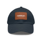 Leather Patch Dad Hat — "Narrow Gate Leather" Embroidered Rectangle Patch