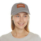 Leather Patch Dad Hat — "Narrow Gate Leather" Embroidered Rectangle Patch