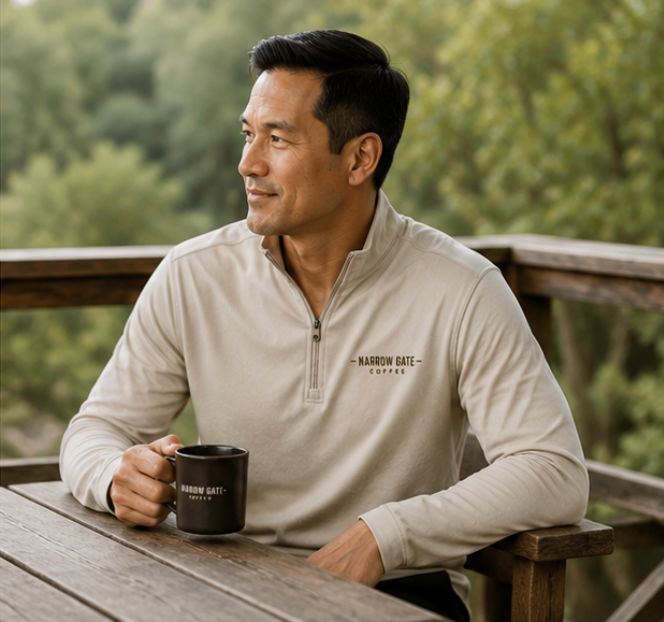 Men's Midweight Quarter-Zip Pullover — Minimal 'Tough But' Chest Logo