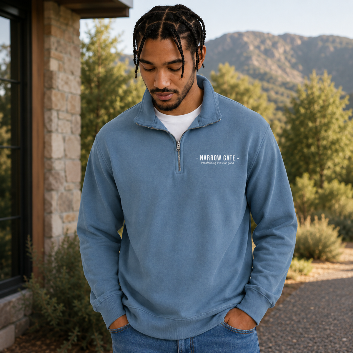 Narrow Gate Garment-Dyed Quarter-Zip Sweatshirt