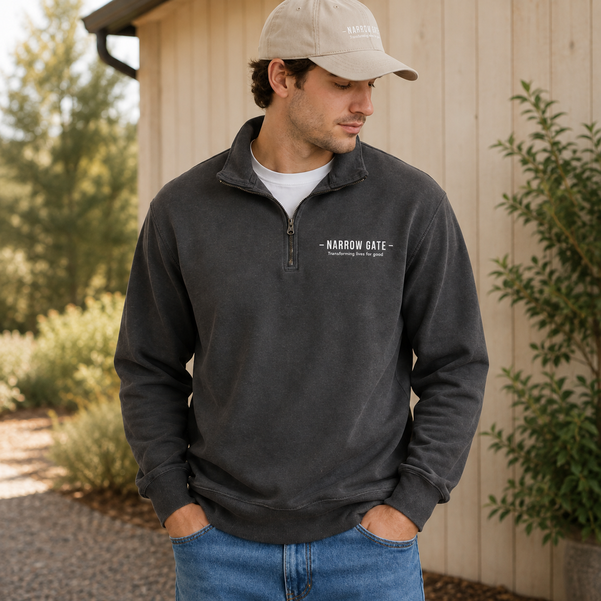 Narrow Gate Garment-Dyed Quarter-Zip Sweatshirt