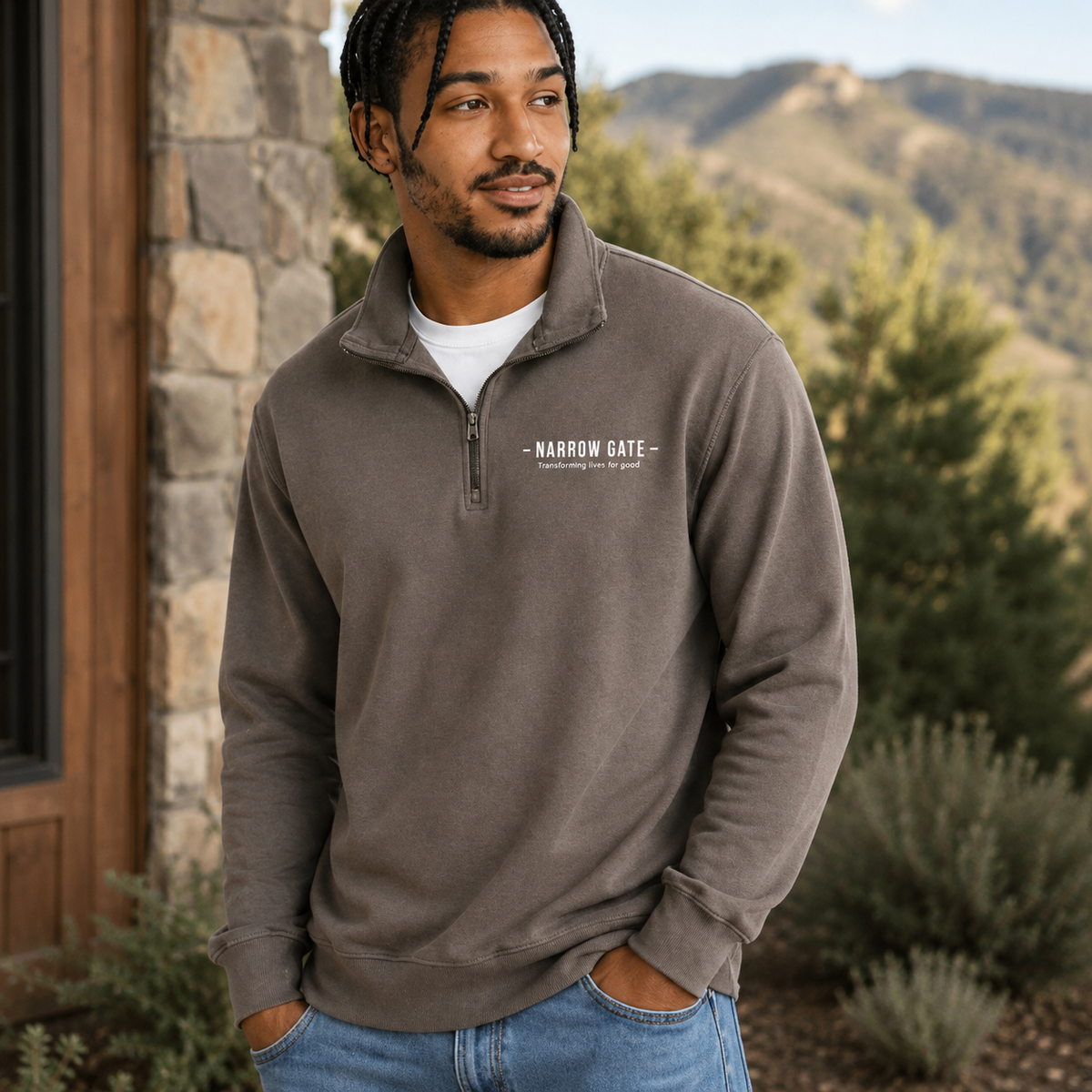Narrow Gate Garment-Dyed Quarter-Zip Sweatshirt