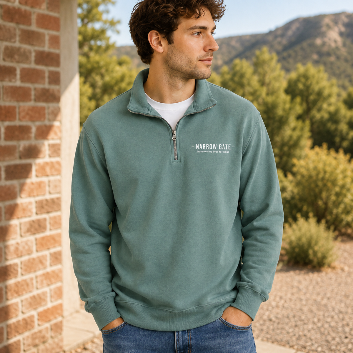 Narrow Gate Garment-Dyed Quarter-Zip Sweatshirt