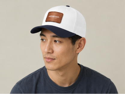 Leather Patch Baseball Cap — Narrow Gate Logo Mid-Profile Hat