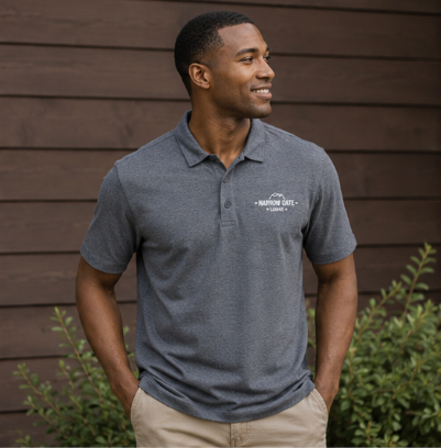 Emblem Logo Polo Shirt — Classic Port Authority Fine Pique Blend