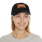Leather Patch Dad Hat — "Narrow Gate Leather" Embroidered Rectangle Patch