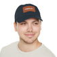 Leather Patch Dad Hat — "Narrow Gate Leather" Embroidered Rectangle Patch