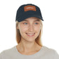 Leather Patch Dad Hat — "Narrow Gate Leather" Embroidered Rectangle Patch